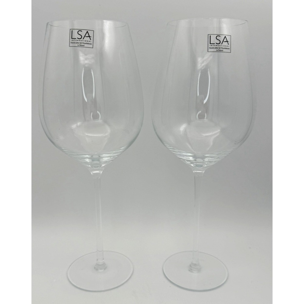 2 LSA International Red Wine Glasses Large Poland Handcrafted Mouth Blown 29 oz